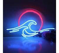DAKABUKA Insegna al neon a LED con onde al tramonto, decorazione da parete, per surf, oceano, decorazione per camera da letto, soggiorno, ufficio, bar, Natale, festa di compleanno, con interruttore