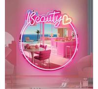 DAKABUKA Insegna al Neon Rosa Acrilico LED Specchio Luce Alimentato USB per Camera da Letto, Salone di Bellezza, Soggiorno, Camera delle Ragazze - Decorazione (35,6 x 33 cm)