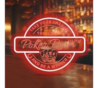 DAKABUKA Insegna LED personalizzata acrilica per sala da poker, segno neon decorazione della parete regali