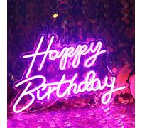 DAKABUKA LED Happy Birthday Neon Sign Night Light Decorazioni per feste di compleanno rosa USB Operato decorativo per sfondo festa camera da letto decorazione da parete 5v