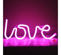 DAKABUKA Love LED Targa neon USB o batteria Luce notturna per San Valentino, Natale, compleanno, camera delle ragazze, soggiorno (rosa)