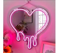 DAKABUKA Targa al neon a forma di cuore, rosa che si scioglie con il cuore, decorazione da parete a LED, per camera da letto e camera delle ragazze, feste, studio, negozio, regalo di compleanno (33 x