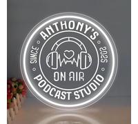 DAKABUKA Targa al neon per studi di registrazione, luce al neon personalizzata per podcast studio, segnale di registrazione "On Air", podcast, radio musicale, microfono LED