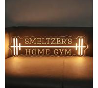 DAKABUKA Targa da palestra al neon per decorazione da parete decorazione da parete con bilanciere a LED, nome, luci al neon a LED per palestra, ufficio, bar, sala allenamento, adolescente, palestra