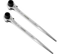 DAKCOS 2 pezzi 19 mm × 22 mm o 3/4 "× 7/8" 12 punti a doppia estremità presa a cricchetto Podger impalcatura Spud Wrench, argento