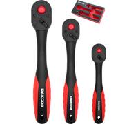 DAKCOS 3 Pezzi Cricchetto Reversibile per 1/4" 3/8" 1/2" Drive a 72 Denti, Cromo Vanadio Acciaio