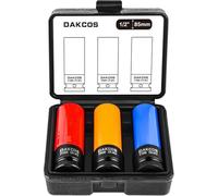 DAKCOS 3 pezzi di 1/2 bussola per avvitatori ad impulsi con manicotto in plastica, Cr-Mo,17mm，19mm，21mm