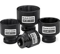 DAKCOS 4 Pezzi Set di Bussola Poligonali a 12 Punte da 1/2", 24 mm, 30 mm, 32 mm, 36 mm, CR-MO