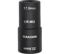 DAKCOS Chiave a bussola per dadi da 17,5 x 22,5 mm, per dadi ford, CR-MO, 1/2" per cerchioni in alluminio speciali per cambio ruota