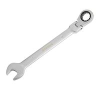 DAKCOS Chiave a cricchetto combinata 17 mm - Chiave a cricchetto metrica ad anello aperta con snodo in CR-V con finitura cromata opaca