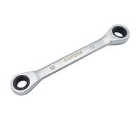 DAKCOS Chiave combinata a cricchetto, 10 x 13 mm, 2 in 1, doppia estremità, chiave a cricchetto CR-V con finitura cromata opaca