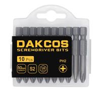 DAKCOS PH2 - Punte PH2, assortimento di punte S2 (lunghezza: 50 mm, 10 pezzi)