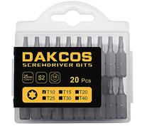 DAKCOS Punte T10, Torx Bit T10, assortimento di punte S2 (lunghezza: 25 mm, 20 pezzi)