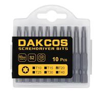 DAKCOS Punte T20, Torx Bit T20, assortimento di punte S2 (lunghezza: 50 mm, 10 pezzi)