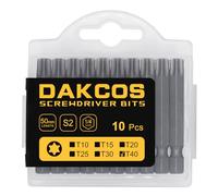 DAKCOS Punte T40, Torx Bit T40, assortimento di punte S2 (lunghezza: 50 mm, 10 pezzi)