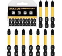 DAKCOS PZ2 Bit lungo, Torx Bit PZ2, assortimento di punte S2, punta di avvitamento 1/4 asta esagonale (lunghezza 50 mm, 10 pezzi)