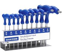 DAKCOS Set 10 chiavi Torx con chiave a T con foro frontale | T9-T50 | Cr-V