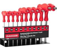 DAKCOS Set da 10 chiavi a T Torx, chiavi a stella SAE/INCH 2/32-3/8 con supporto di stoccaggio, Cr-V