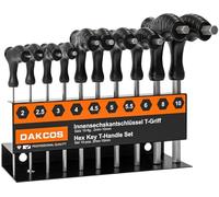 DAKCOS Set di 10 chiavi a brugola con impugnatura a T, con manico a T, metriche da 2 a 10 mm, con portapacchi, Cr-V