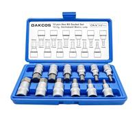 DAKCOS Set di 12 Bussole Esagonali a 1/2", Metrica: 5-22 mm, in CR-V | Boccole con punte BTR, con custodia, prese CR-V, punte S2