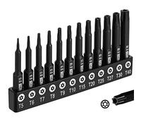 DAKCOS Set di 12 punte Torx a prova di manomissione, in lega S2, punte a stella di sicurezza in acciaio, 50 mm di lunghezza T5-T40