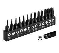 DAKCOS Set di 13 punte Torx antimanomissione in acciaio legato di alta qualità S2, 25 mm di lunghezza T4 - T40