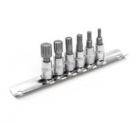 DAKCOS Set di 6 bussole scanalate, M4-M12 per unità da 1/4", set di punte scanalate triple quadrate XZN, punte in acciaio legato S2 e presa CR-V