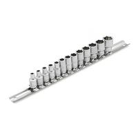 DAKCOS Set di bussole esagonali 1/4" Drive 13pcs metrico 4-14mm con guida metallica, CR-V, 25mm lungo