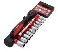 DAKCOS Set di chiavi a cricchetto da 1/4" con impugnatura a 72 denti e barra di estensione da 100 mm, set di prese da 4 a 13 mm