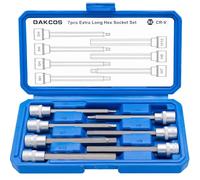 DAKCOS Set di chiavi esagonali lunghe da 7 pezzi, 3/8", Hex Bit Socket H3 H4 H5 H6 H7 H8 H10 | dadi in CR-V | bit da S2