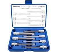 DAKCOS Set di chiavi Torx lunghe da 7 pezzi, 3/8", Trox Bit Socket T25 T30 T40 T45 T50 T55 T60 | dadi in CR-V | bit da S2