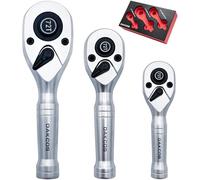 DAKCOS Set di cricchetti reversibili tozzi da 1/4" 3/8" 1/2" 3pc chiavi a cricchetto con 72 denti CR-V opaco cricchetto con manico tozzo a sgancio rapido…