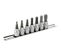 DAKCOS Set di punte per bussole da 10mm（3/8"）,7 pezzi manicotto esagonali metriche 3 mm - 10 mm,bit di S2 in acciaio legato e bussola d'acciaio al cromo vanadio