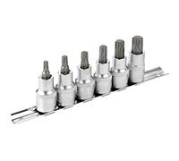 DAKCOS Set di punte per bussole da 12.5mm(1/2"),6 pezzi manicotto esagonali profilo a T (per Torx) T30 - T60,bit di S2 in acciaio legato e bussola d'acciaio al cromo vanadio