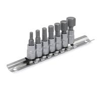 DAKCOS Set di punte per bussole da 6.3mm（1/4"）,7 pezzi manicotto esagonali metriche 4 mm - 12 mm,bit di S2 in acciaio legato e bussola d'acciaio al cromo vanadio