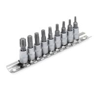 DAKCOS Set di punte per bussole da 6.3mm(1/4"),9 pezzi manicotto esagonali profilo a T (per Torx) T10 - T50,bit di S2 in acciaio legato e bussola d'acciaio al cromo vanadio