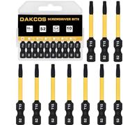 DAKCOS T15 Bit lungo, Torx Bit T15, assortimento di punte S2, punta di avvitamento 1/4 asta esagonale (lunghezza 50 mm, 10 pezzi)