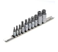 DAKCOS XZN - Set di 10 chiavi a bussola scanalate, M4-M18 per attacco da 1/2", 3/8", 1/4", set di punte a tripla scanalatura quadrata XZN, punte in acciaio legato S2 e chiave a bussola CR-V