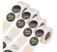 DAKFOOK 2000 adesivi di ringraziamento da 38 mm, 4 rotoli di etichette autoadesive rotonde di carta, etichette adesive per biglietti di auguri, pacchetti per piccole imprese e artigianato (4 colori)