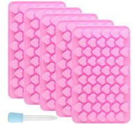 DAKFOOK 5 stampi in silicone a forma di cuore, 55 stampi per cera con 1 contagocce, stampi per caramelle gommose, stampi per sapone e candele fai da te