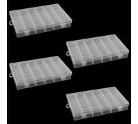 DAKFOOK Confezione da 4 scatole portaoggetti trasparenti con 36 scomparti, con scomparti rimovibili, divisori per perline, per artigianato, cucito, arte, viti diamantate