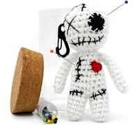 Dakita Bambola Voodoo in vetro (10 cm, fatta a mano) con regalo divertente per amici e colleghi, regalo di nozze, addio per cambio lavoro (bianco, 10 cm)