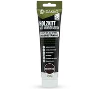 DAKKO Stucco per Legno Riempitivo 250 g, Ebano - Stucco in Pasta con Microfibre di Bambù, Pronto all’Uso per Mobili, Porte, Fori e Crepe, Interni ed Esterni, Resistente alle Crepe