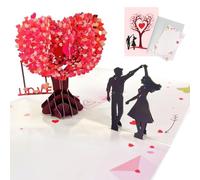 DAKLOP Biglietto 3D Albero Cuore, Carta Premium, Invito Matrimonio, Biglietto Anniversario Matrimonio, Biglietto San Valentino, Anniversario Amore, 15x20cm Dimensione, biglietto auguri matrimonio