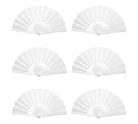 DAKLUNAR 6 Pezzi Ventaglio Bambu a Mano, Pieghevole in Tessuto di Seta, da Donna in Stile Cinese, Ventagli a mano, Ventaglio cinese per Matrimonio Parete Decorazioni Danza Festa Regalo (bianco)