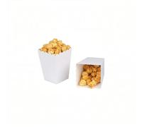 DAKLUNAR Confezione da 50 scatole per popcorn piccole, bianche, riutilizzabili, con motivo ondulato, per snack, popcorn e caramelle, teatri, cinema e carnevale