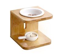 DAKLUNAR Lampada profumata per oli essenziali, lampada aromatica in ceramica bambù, lampada aromatica con cucchiaio riscaldatore, set di candelieri, scaldabagno olio essenziale