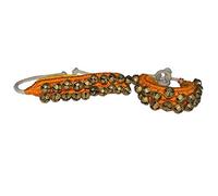 Dakshcraft Ghungroo pair, 2 linea di Bells montato su cuscinetti giallo di buona qualità Dimensioni: larghezza - 19,1 cm lunghezza - 3,8 cm arancione