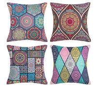 DakTou Confezione da 4 Fodere per Cuscini 40x40cm Mandala Moderni Decorativo Copricuscini Divano Cotone Biancheria Fodera per cuscino Quadrate per Divano Sedia Soggiorno Camera Letto