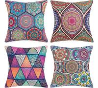 DakTou Copricuscini Cuscini per Divano 50x50 Boho Mandala Moderna Federe Cuscini Decorativi Bohémien Etnico Fodera Cuscino per Divano Letto Sedia Soggiorno Camera Giardino Esterno Set di 4